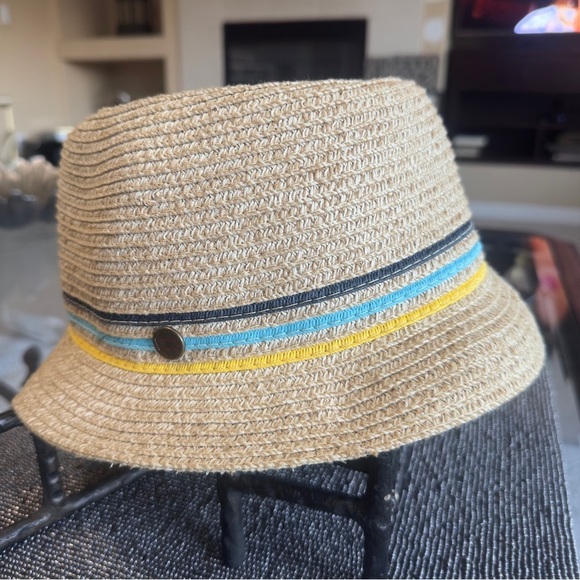 Levi’s Straw Fedora Hat M/L – Summer Beach Trilby with Multicolor Band - Picture 2 of 7